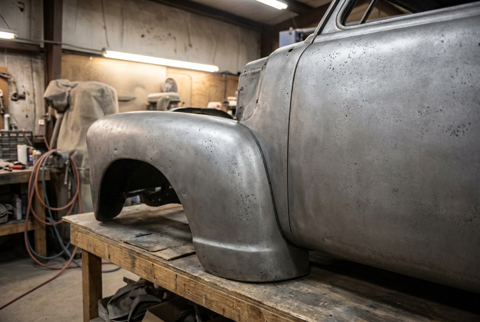Rusty steel surface blasted back to clean bare metal ready for coating